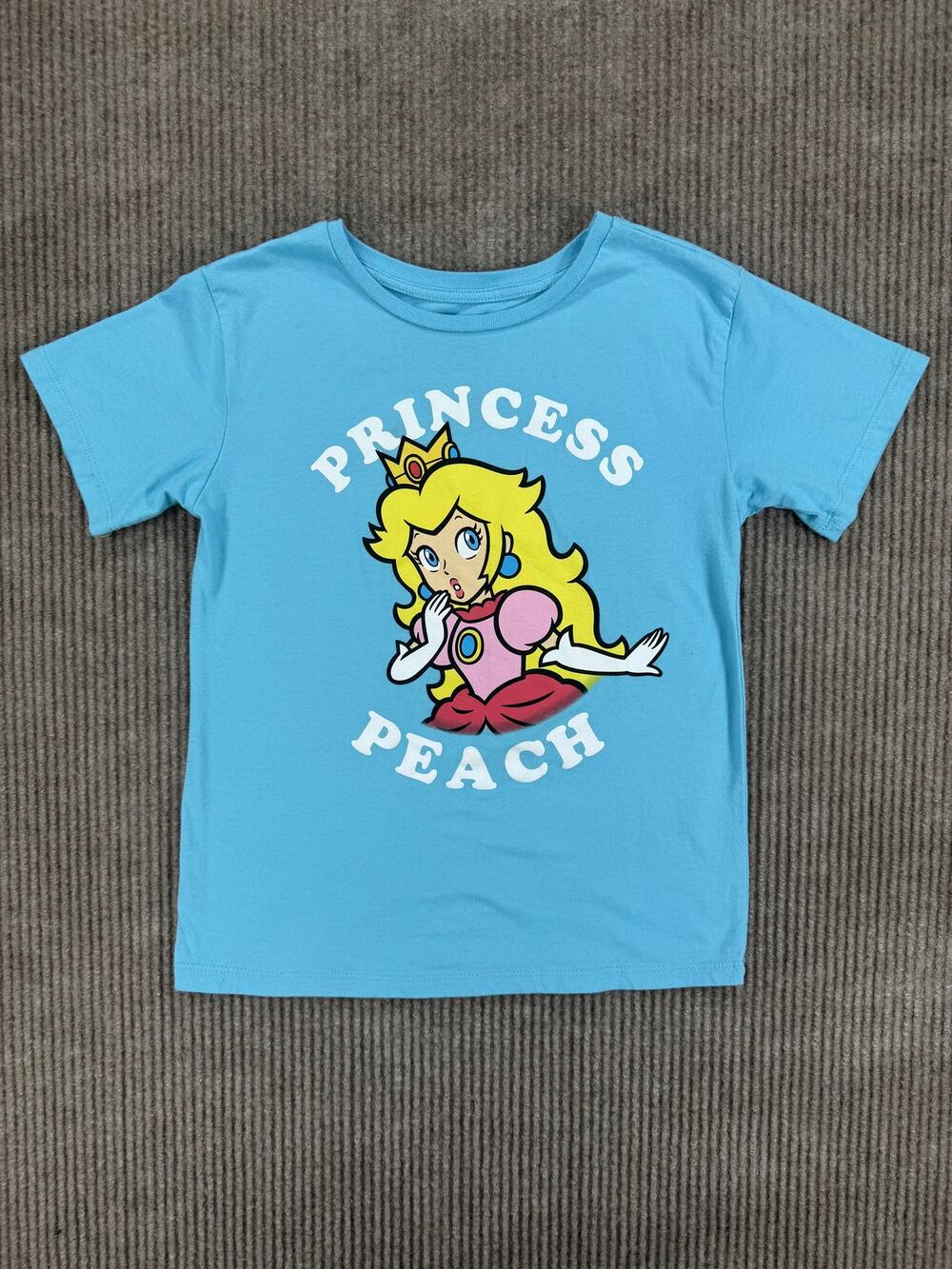 Nintendo Super Mario Princess Peach Blue Graphic Tee 7/8